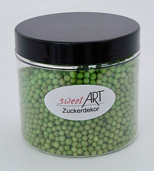 Sugar pearls medium glitter green 140 g at sweetART-01